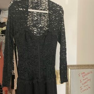 Elegant Black Lace Dress long to floor